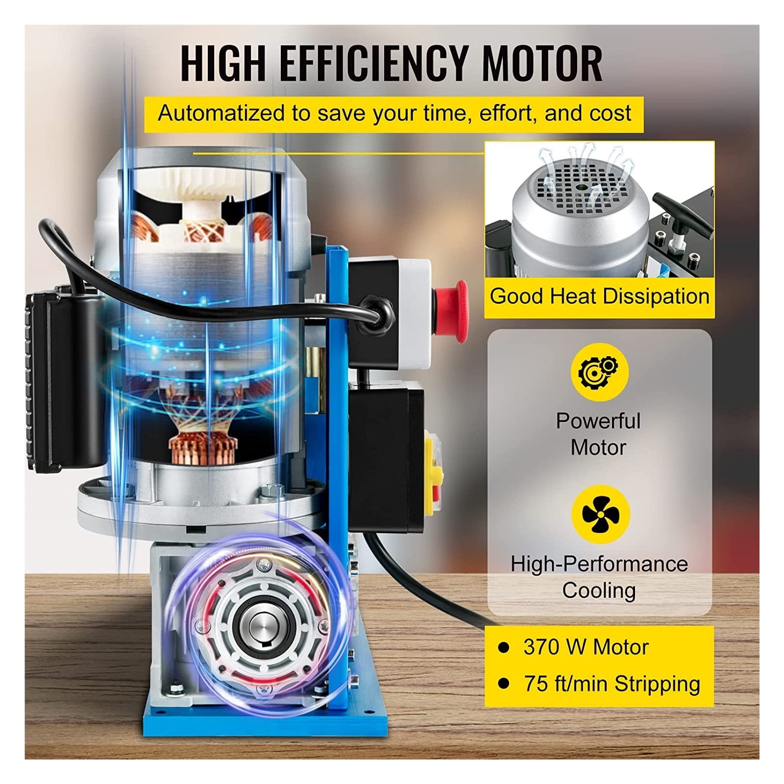 1.5-38 Mm Electric Wire Stripping Machine Wire Stripper Peeler For Copper Scrap Diameter 370W