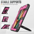thumbnail image 3 of for iPad Pro 11 2024 Kids Case Heavy Duty Rugged Shockproof Silicone Hybrid Protective Case Cover Rotating Ring Stand Hand Grip+Pencil Holder+Screen Protector for iPad Pro 11 2024 - Black+Rose, 3 of 7