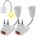 thumbnail image 1 of E27 Socket with Wireless Switch, 2 Pieces 360 Degree Adjustable e27 Bulb Holder, Light Bulb Socket Adapter, for Bedroom Kitchen Office, Bed Reading Lamp, 1 of 5