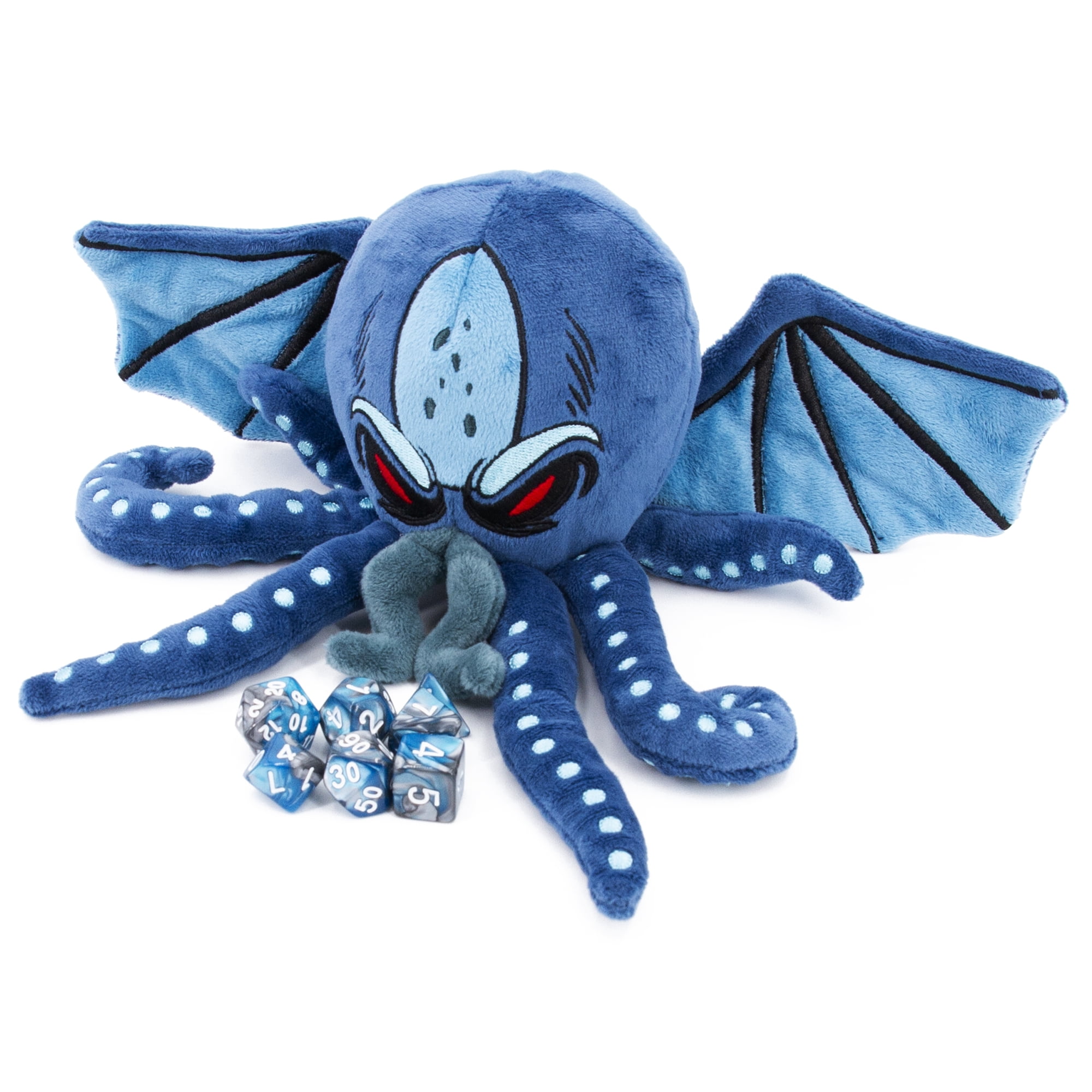 CASEMATIX Blue Dice Case with 7 Included RPG Dice - Sea Monster Cthulhu Plush Toy