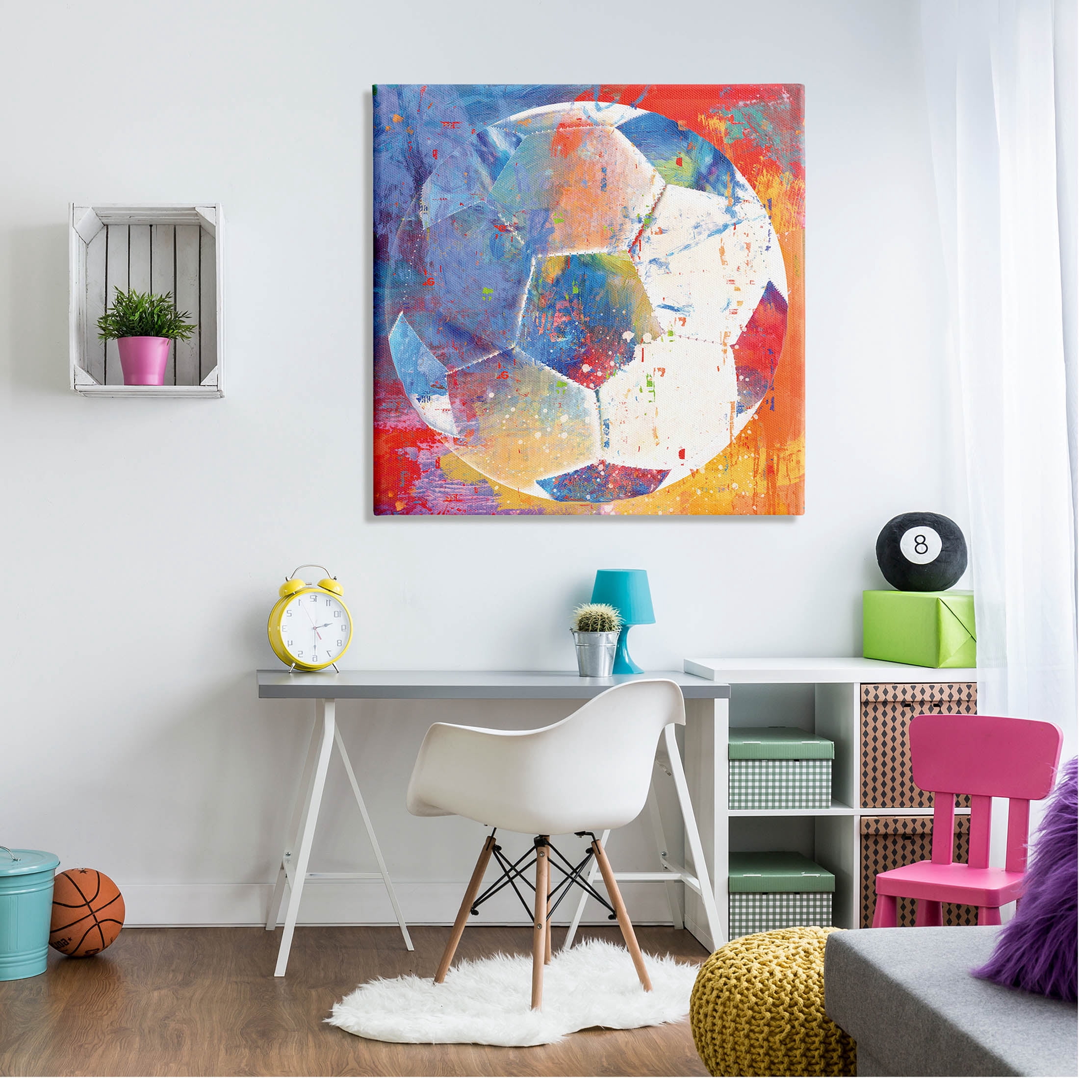 Stupell Industries Modern Soccer Ball Sports Graphic Art Gallery Wrapped Canvas Print Wall Art, Design by Savannah Miller