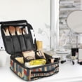 thumbnail image 5 of FORMRS Travel Makeup Bag Large Capacity Train Case Cosmetic Organizer with Adjustable Dividers, Beige Geometric, 5 of 8