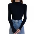 thumbnail image 1 of Hauts Décontractés pour Femmes Mode Col Roulé Ajusté Manches Longues, 1 of 4