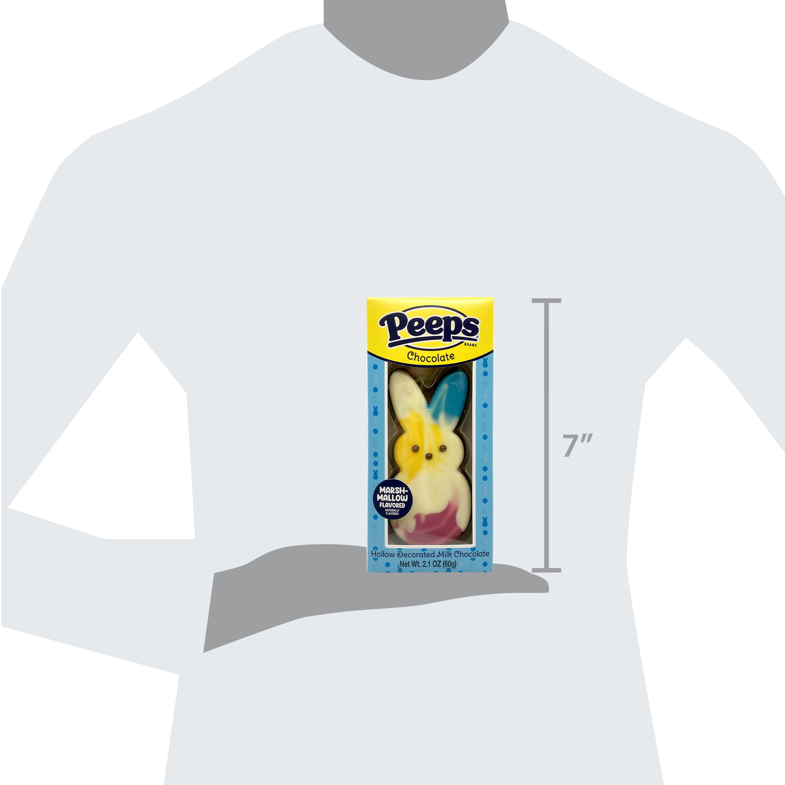(3 pack) Peeps Hollow Decorated Tie Dye Milk Chocolate Easter Bunny, 2.1 oz