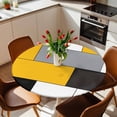 thumbnail image 2 of Yellow Blocks Elastic Fitted Round Table Cover Geometric Abstract Art Waterproof Outdoor Tablecloth for Holiday Party, Picnic, Patio & Dining Fits Tables Up to 36"-44", 2 of 8