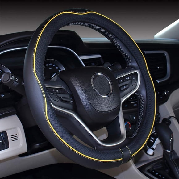 Mayco Bell Microfiber Leather Car Medium Steering Wheel Cover (14.5''-15'',Black Yellow)