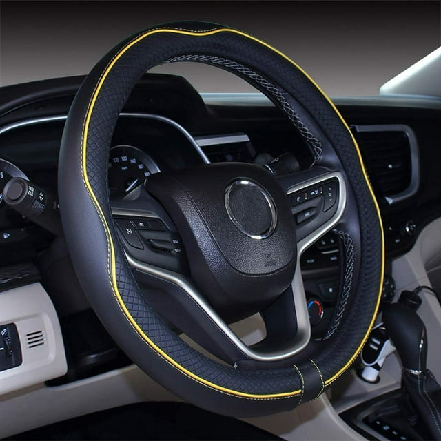 Mayco Bell Microfiber Leather Car Medium Steering Wheel Cover (14.5''-15'',Black Yellow)