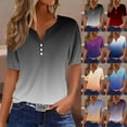 thumbnail image 2 of BiZtdJrK Tops for Women Loose Button V Neck Blouses Summer Gradient Print Going Out Henley Shirts 2024 Vacation Casual Pullover T Shirts Dollar Deals Wine M, 2 of 5