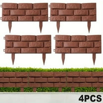 4-Pack Interlocking Garden Fence Edging - Heavy-Duty Landscape Borders with Stone Brick Effect, Tool-Free Assembly