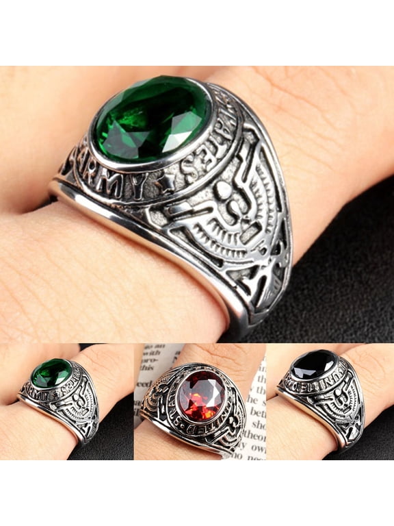 SmartBy Ring Punk Oval Shape Rhinestone Inlaid Punk Classic Ring for Party