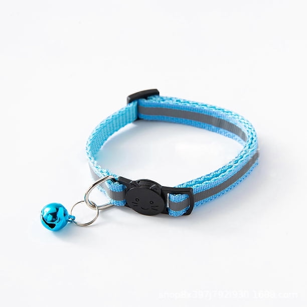 Pet Bell Collar Safety Buckle Adjustable Reflective Cat Collar with Bell for Dogs Puppies KittensSky Blue