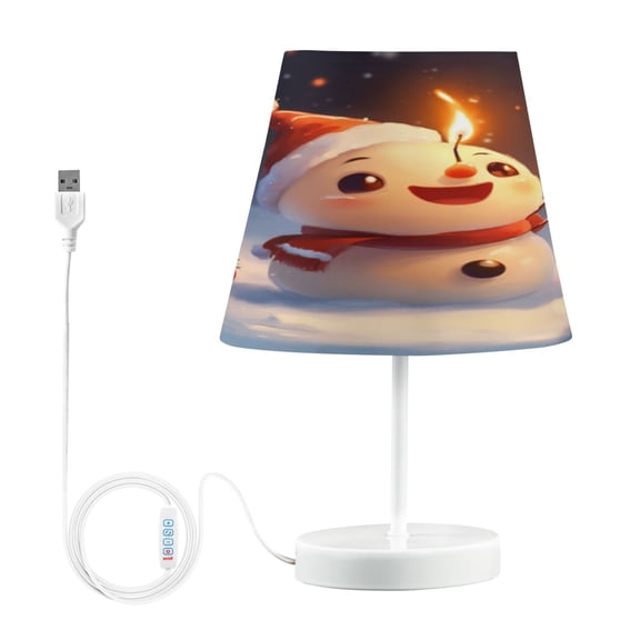 Table Lamp Small 5.9x10.8 Inches Table Lamps Night Light Tools & Home Improvement Bedroom Lamp Guest Room Lamp Study Lamp Office Lamp Cute Snowman and Candles