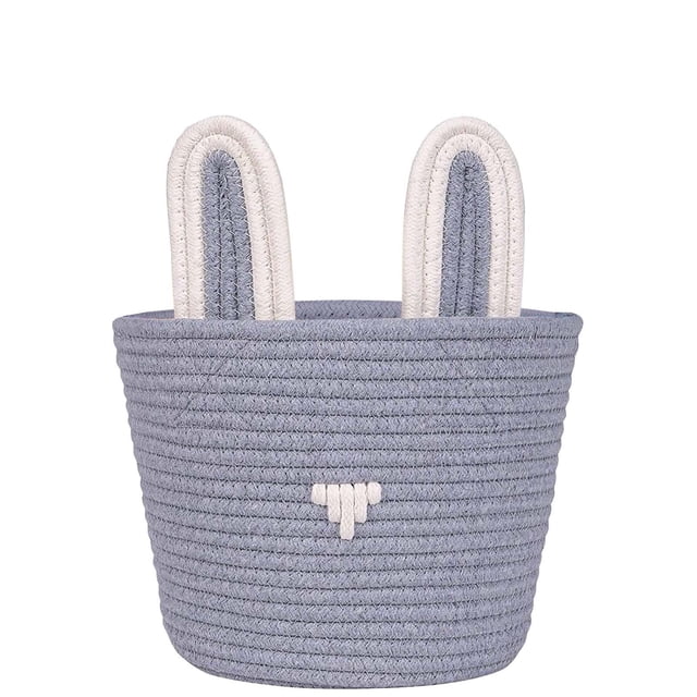 Easter Basket For Kids Empty With Handle Hand Woven Cotton Rope Natural Texture Design 10 in