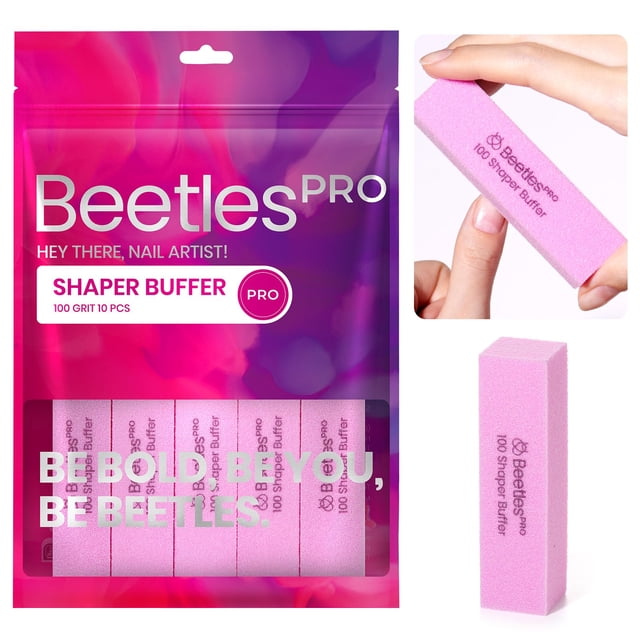 Bloques de Lijado Beetles Pro para Uñas 10 Piezas, Grano 100, Rosados