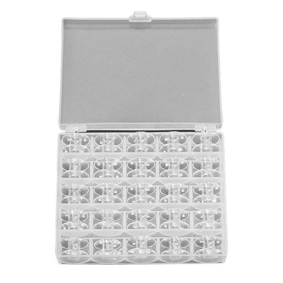 Sewing Machine Spool Storage Box Universal Bobbin Holder Clear or Metal 25 Pack