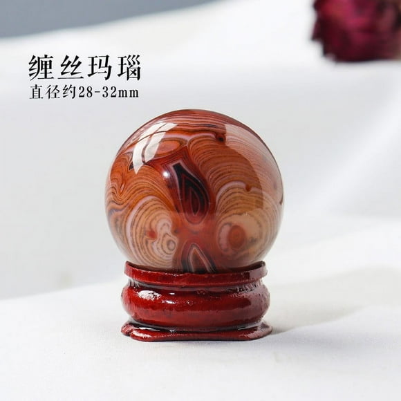 Nvzi-c 1 piece of red textured natural crystal original stone ball with base, planetary science popularization mineral logo ornament Seven Star Gust Water Ball