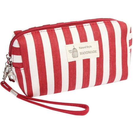 Riah Fashion Black Stripe Cosmetic Pouch