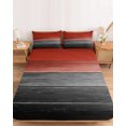 thumbnail image 2 of King Size Fitted Sheet Set - Red Gray Black 3 Piece Bedding Sets 16" Deep Pocket Fitted Sheet with 2 Pillowcases, Vintage Country Gradient Wooden Grain Brushed Microfiber Hotel Luxury Bed Sheets, 2 of 9