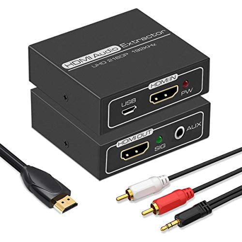 HDMI Audio Extractor,4K HDMI to HDMI with Audio 3.5mm AUX Stereo and RCA Audio Out,HDMI Audio Converter Adapter Splitter Support 4K 1080P 3D for Xbox Fire Stick. - Walmart.com