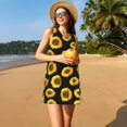 thumbnail image 3 of Balery Sunflower (2) Vestidos de verano para mujer con estampado: vestido holgado sin mangas, vestido playero informal y cómodo para días calurosos., 3 of 7