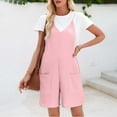 thumbnail image 3 of ABATAB Womens Romper Ribbed Sleeveless V Neck Spaghetti Strap Jumpsuit Backless Wide Leg Overalls with Pockets, 3 of 6