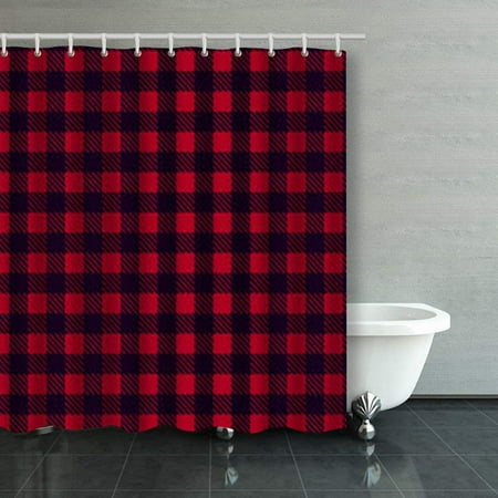 Red Plaid Shower Curtain BPBOP Black Red Seamless Tablecloth Buffalo Plaid Pattern Shower Curtains Bathroom Curtain 66x72 Inch ()