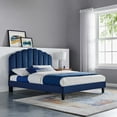 thumbnail image 6 of Platform Bed Frame, Queen Size, Blue Navy, Velvet, Modern Contemporary, Bedroom Master Guest Suite Room, 6 of 9