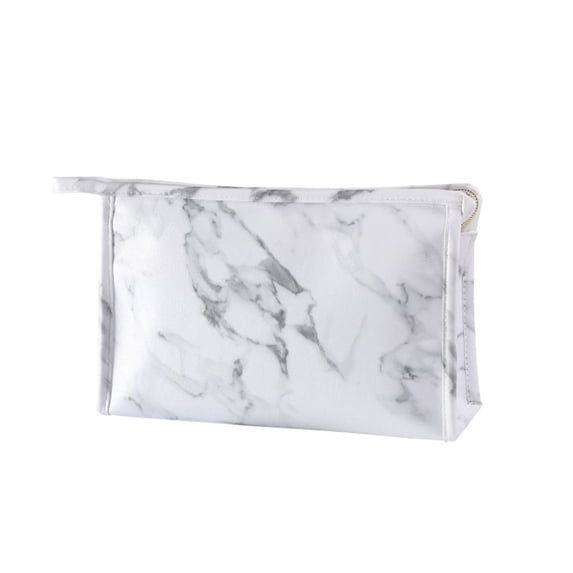 Portable Marbling Waterproof Wash Bag Outdoor Storage Bag Toiletries Bag Cosmetic Bag Makeup Bag Cosmetic Container GREY&WHITE C