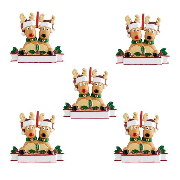 Fiudx Ofertas relámpago del día Adorno de árbol de Navidad familiar personalizado Lindo ciervo Regalo de invierno para vacaciones Adorno familiar para el año
