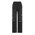 thumbnail image 4 of Knosfe Women Wide Leg Stretchy Ripped Baggy Denim Pants Trendy Boyfriend Low Rise Straight Leg Y2K Jeans Gray 3XL, 4 of 7