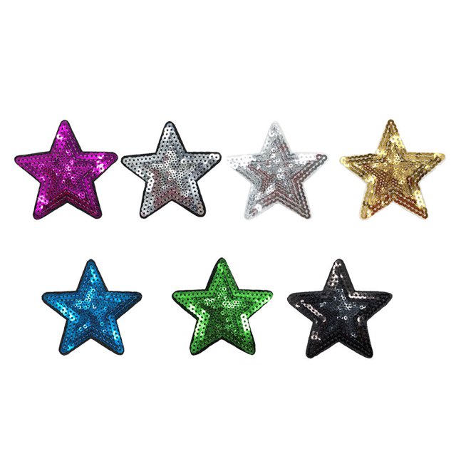 KAKOWELY cloth patch 7 Pcs Adhesive Patches Sequins Star Pattern Embroidery Applique Pentagram DIY Sticker for Jackets Jeans Bags Clothing Arts Crafts Decoration (Mixed Color)