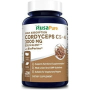 NusaPure Cordyceps Extract 3000mg: 200 Veggie Caps (Sinensis CS-4, Non-GMO & Gluten-Free) with Bioperine, Dietary Supplement for Unisex Adult Health & Wellness