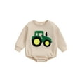 thumbnail image 2 of Elippeo Baby Girls Boys Autumn Romper Long Sleeve Crewneck Tractor Embroidery Casual Playsuit 3 6 12 18 Months, 2 of 9