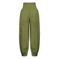 thumbnail image 6 of FRSASU Women Cotton Linen Baggy Palazzo Pants Elastic Waist Beach Yoga Lounge Ankle Pants with Pockets Army Green, 6 of 6