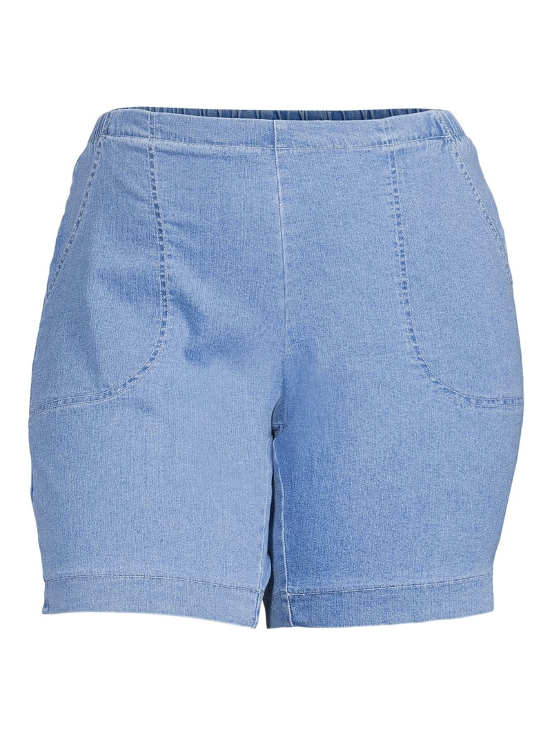 Just My Size Women's Plus 2-Pocket Pull-On Stretch Denim Shorts