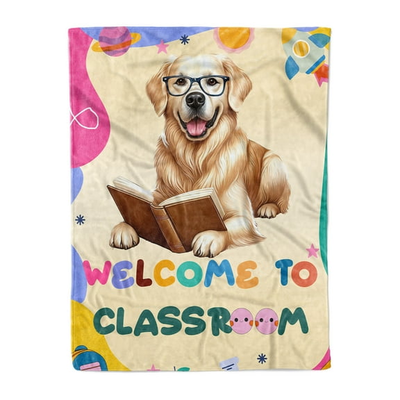 Welcome to Golden Retriever Classroom Teacher Dog Mom Cozy Fleece Blanket Goldens Dog Lover Gifts Idea Warm Soft Throw Blanket - 02015