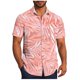 thumbnail image 2 of Blusa y camisa de manga corta con cuello vuelto para hombre, informal, a la moda, con estampado de bolsillo y botones, de poliéster., 2 of 6
