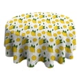 thumbnail image 4 of Yellow Lemon Fruit Slices White Pattern Round Tablecloth 60"x60",Wrinkle Wipeable Table Cloth for Kitchen Dining Room Picnic Patio Party, 4 of 6