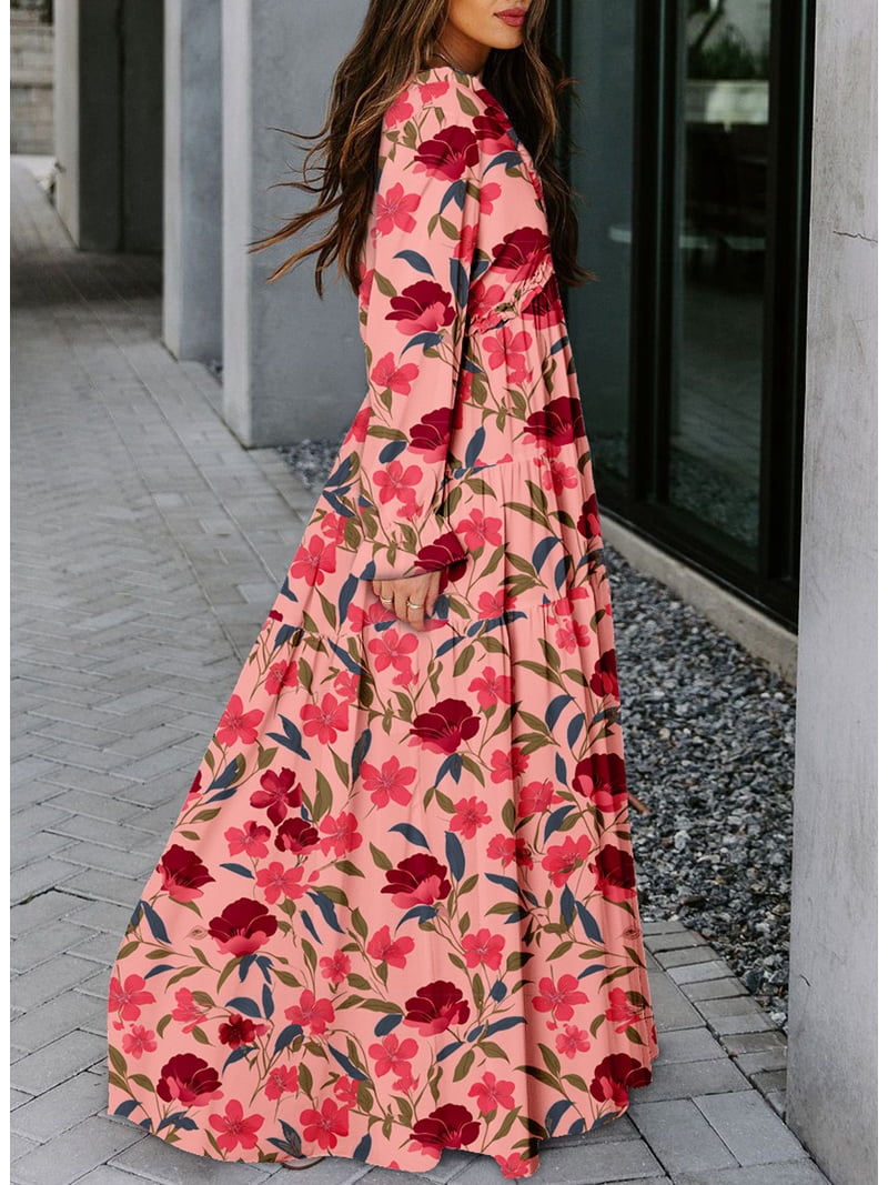 sachin and babi light blue dress Modelyn Women Elegant Casual Blue & White Ditsy Floral Maxi Dress