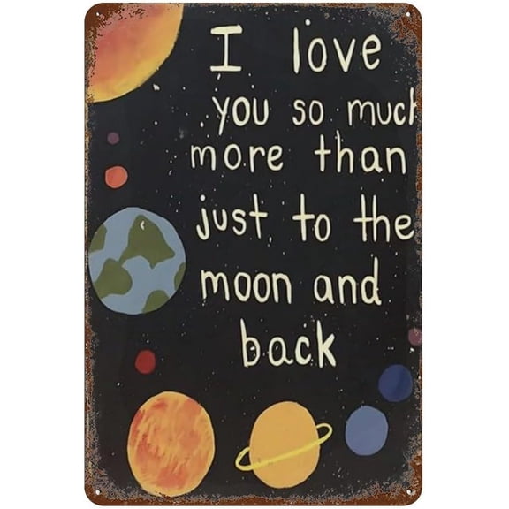 Outer Galaxy Space Theme Metal Tin Sign, Sci Fi Bedroom Wall Decor Plaque, 8 x 12 Inch