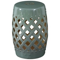 CoSoTower 13" X 18" Ceramic Garden Stool with Woven Lattice Design & Glazed Strong Materials Decorative End Table, Green