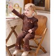 thumbnail image 6 of 2T Baby Girls Clothes 3T Girls 2PCS Fall Winter Outfits Set Cute Bowknot Toddler Girls Long Sleeve Top Pants Set Brown, 6 of 8