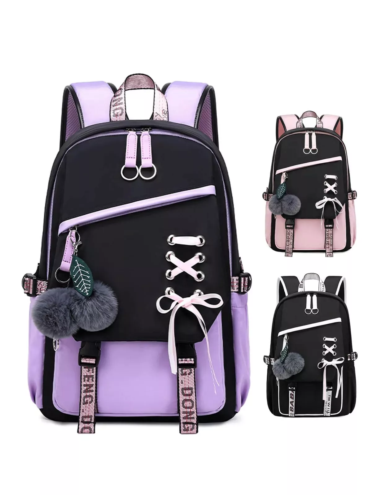 Mochila escolar con puerto USB de carga, para laptop, de viaje, de hombro, tipo rucksack 3