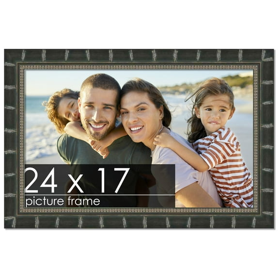 24x17 Bamboo Black Complete Wood Picture Frame with UV Acrylic, Foam Board Backing, & Hardware