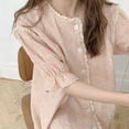 thumbnail image 4 of Bienvenido camisón de gasa de algodón floral de encaje japonés, cárdigan de manga corta de verano para mujer, pijamas sueltos, ropa de casa, 4 of 5
