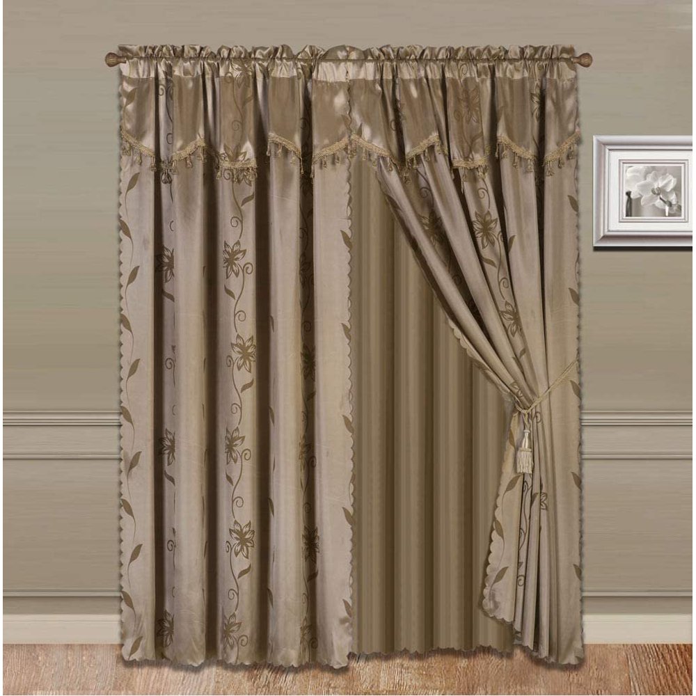 Sapphire Home 2 Panel Window Curtain Set (120" W x 84" L) with Valance