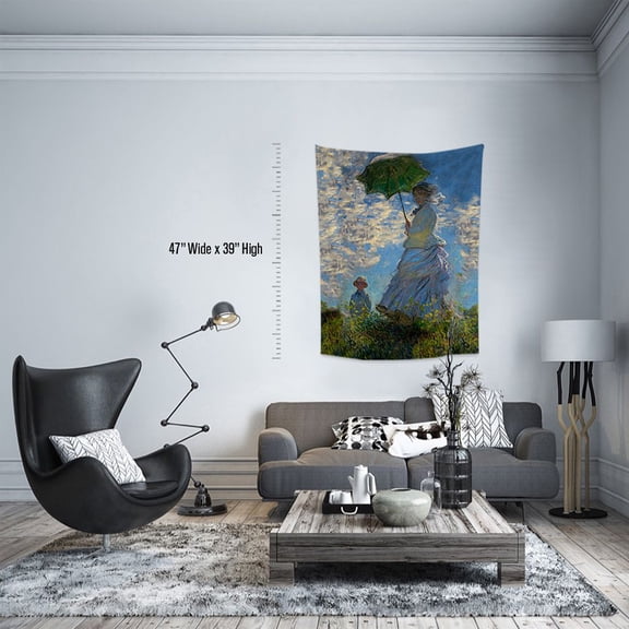 3S Brother's World Classic Art Masterpiece Tapestry Series - Claude Monet - Woman With a Parasol Classical Art Tapestry Antique Vintage Collection Home Décor - Made in Turkey (39"Wx47"L)