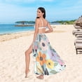 thumbnail image 6 of FORMRS Womens Long Sarong Beach Wrap Semi-Sheer Bikini Skirt Bathing Swimsuit Cover Up, Floral Pattern, 6 of 7