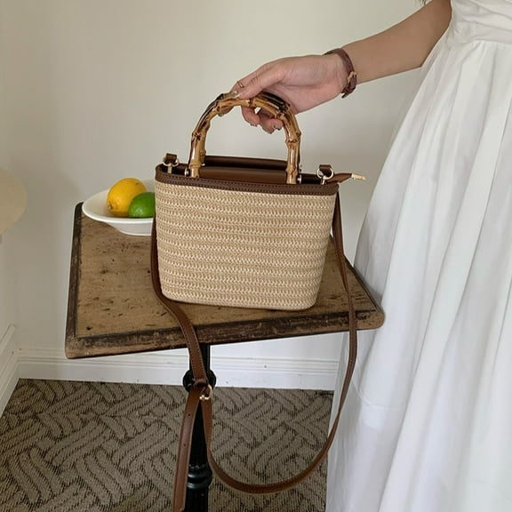 Cross Body Handbags for Women Straw Woven Beach Bag 2025 Summer Handmade Purses Wicker Rattan Bag Holiday