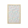 thumbnail image 1 of Geometric Wall Art with Frame, Layout of Scattered Geometric Mini Colorful Shapes on a Plain Background, Printed Fabric Poster for Bathroom Living Room, 23" x 35", White Multicolor, by Ambesonne, 1 of 2